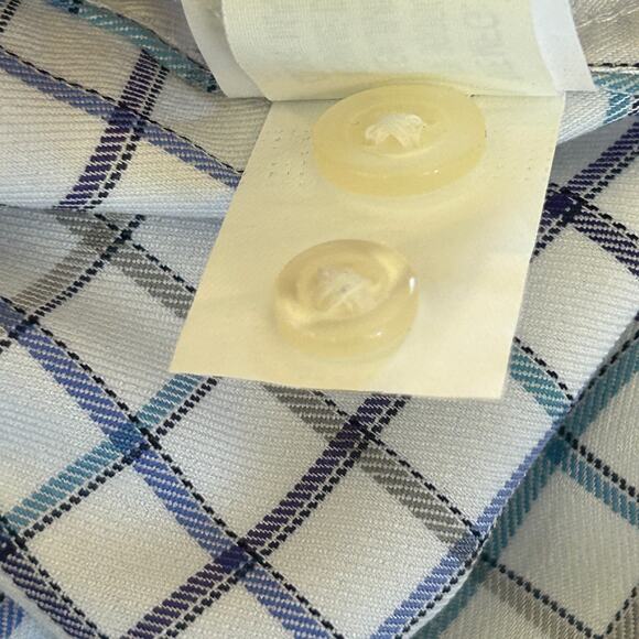 Johnnie-O Polo Shirt Mens Large White Blue Purple Plaid Prep-Formance Stretch - Picture 14 of 14